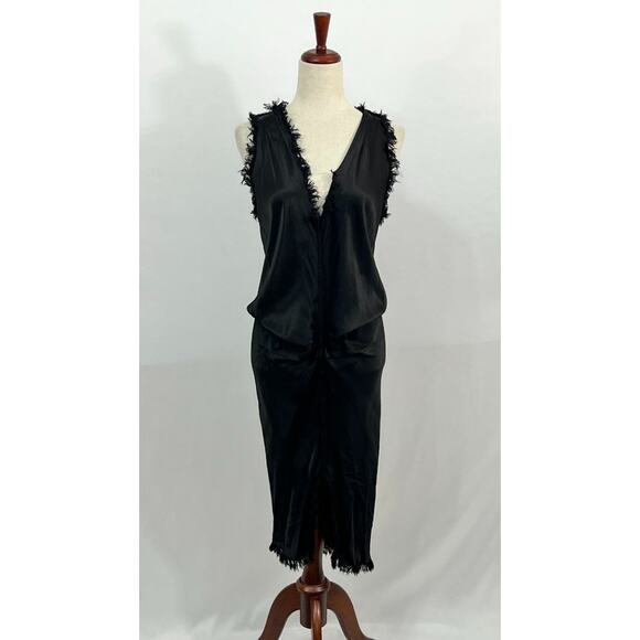 JAGA Sz 1 S Small Black Mykonos Satin Sleeveless Midi Dress - Picture 7 of 11